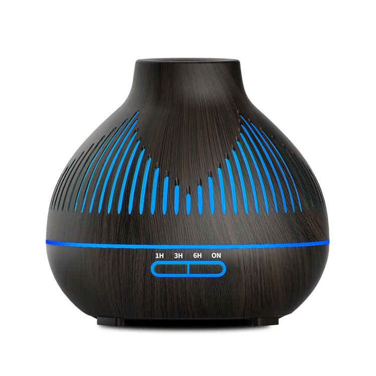 CE RoHS FCC UKCA Сертифицированный горячий продукт освежитель воздуха портативный с зернистой поверхностью из темного дерева цветной светодиодный диффузор для эфирного