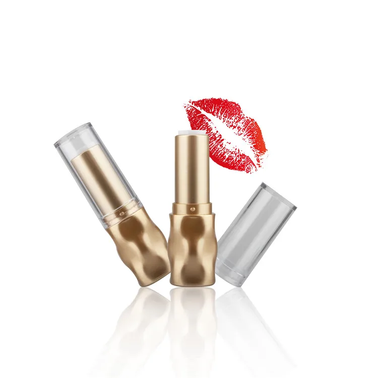 Make Own Brands Chinese Factory Custom Unique Round Lip Balm Tube for Cosmetic Packaging Matte Gold Lipstick Tube Clear 3.5g