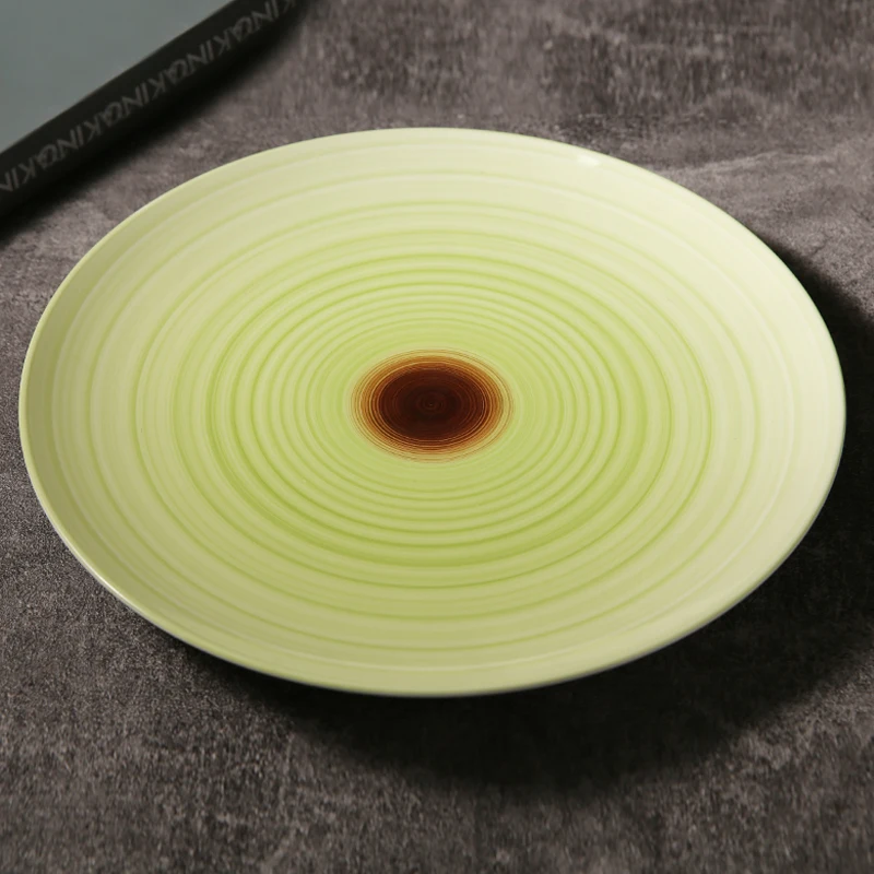 WEIYE Mexican spiricle ceramic dinnerware round plate sets custom color porcelain plates for restaurant