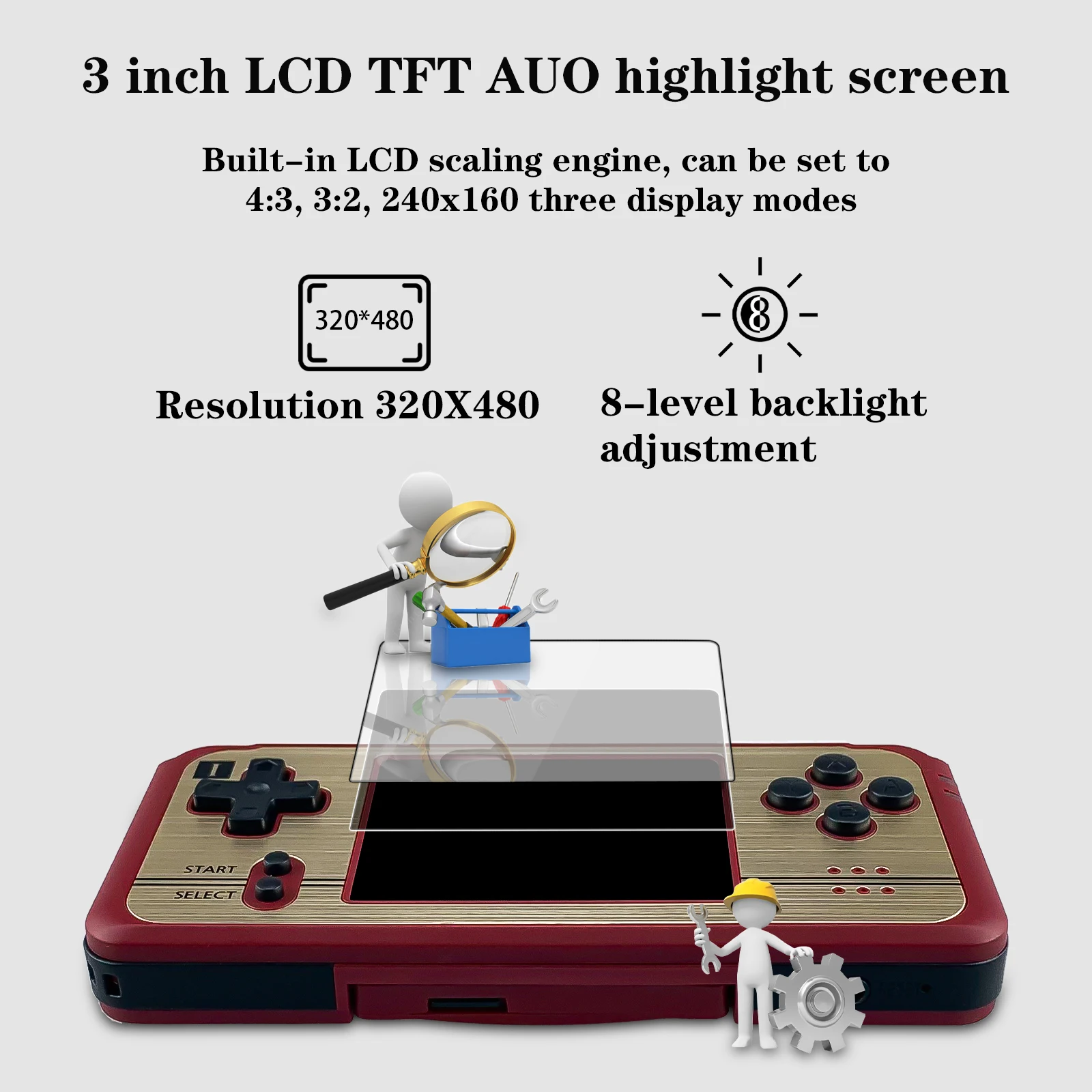 Revo K101 Plus Handheld Video Game Console 3 Inch LCD Screen Retro Arcade Player Support GBA Card Tape