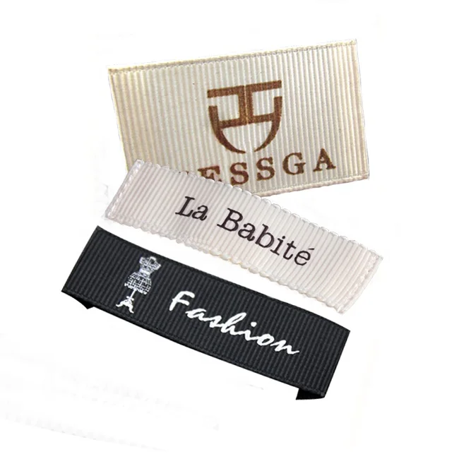 Недорогие низкие MOQ пользовательские логотипы одежда платье сумочка шляпа белье парик швейные этикетки ленточные в рубчик