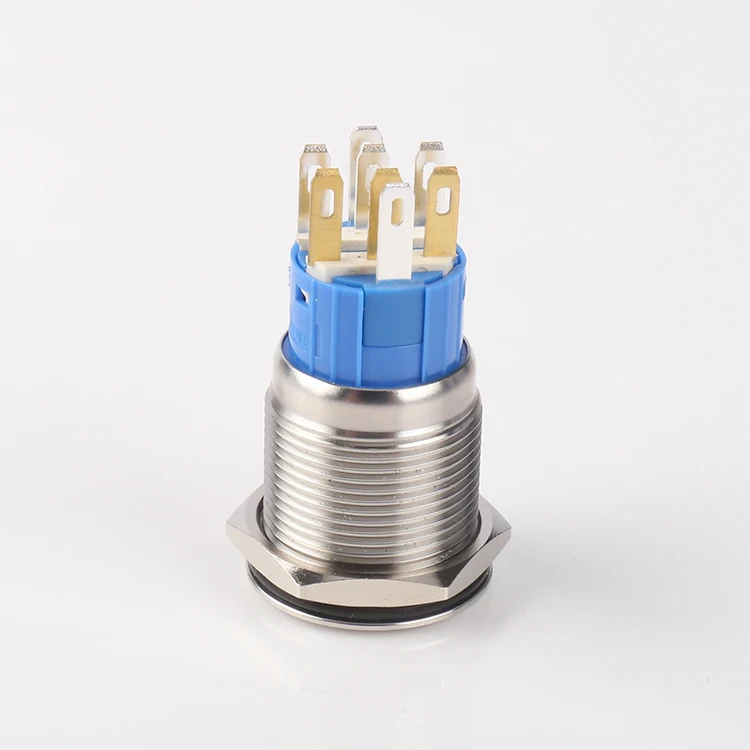 19mm Flat round Head 15a Brass Nickel Ring Led Latching Led Push Button Switch 15a 125vac