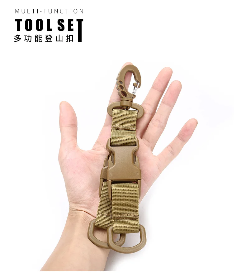 Factory Direct Multi functional tactical rotating buckle outdoor backpack mountaineering key D-shaped waist bag hanging ring