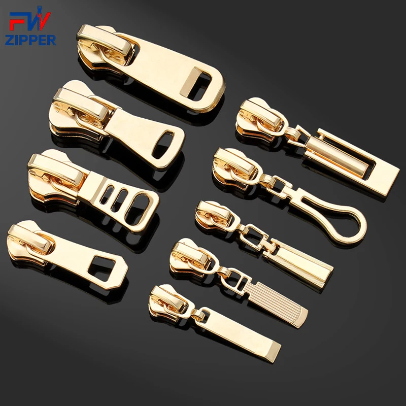Wholesale Custom Cheap Colorful 3# 5# 7# 8# 10# Zipper Slider Zip Pull Zipper Heads 5 logo zipper pull