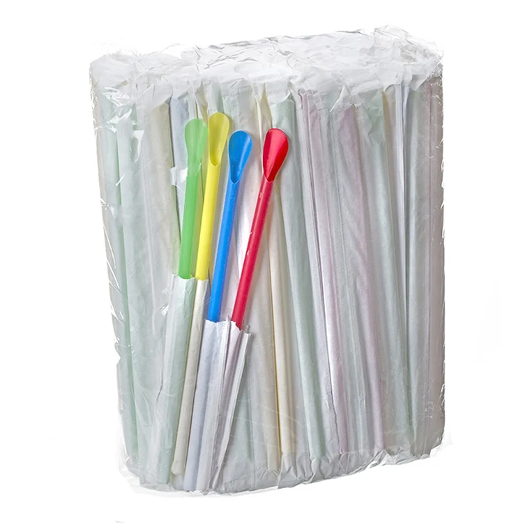 Drinks Straw Drinking Spoon Straws Manufacturer Custom Made Fun Creamy or Crushed Ice Multicolor Plastic Customized Disposable