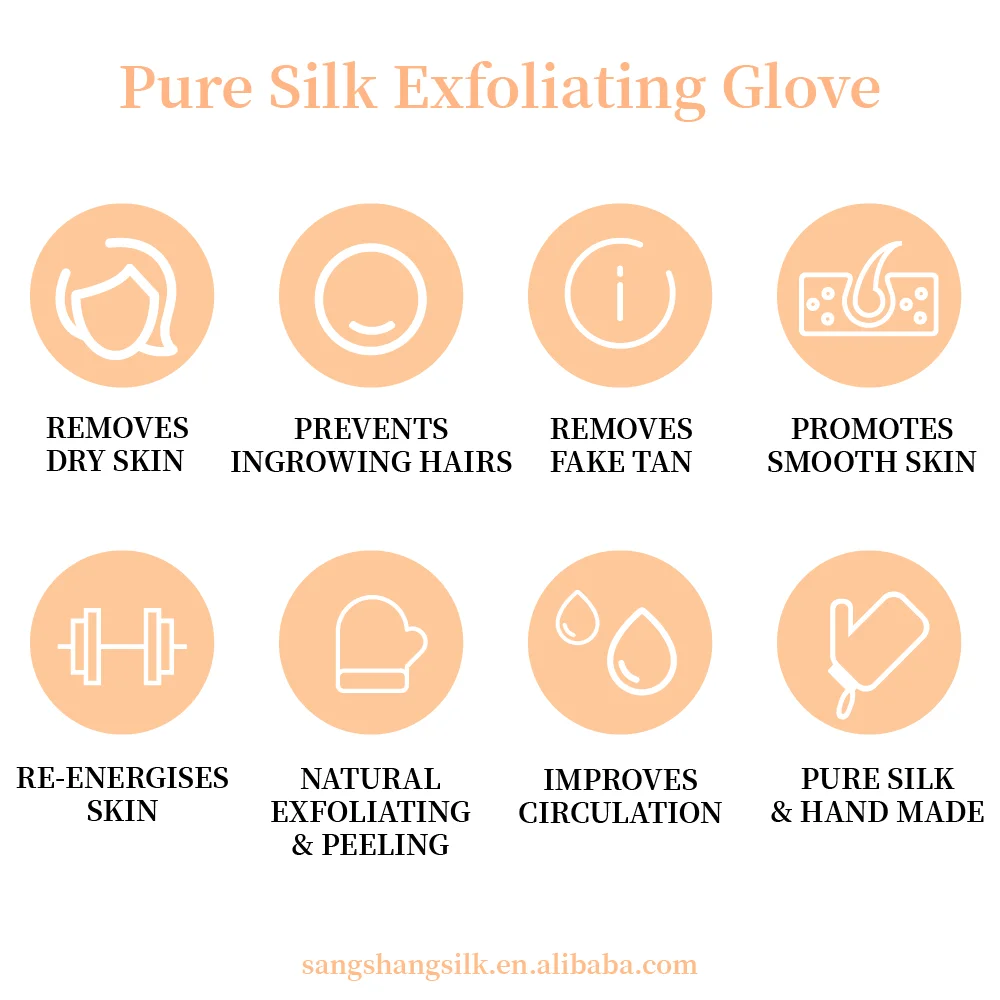 100% Raw Silk Face Mitt Exfoliating Silk Glove Pure Silk Bath Glove For Body And Face