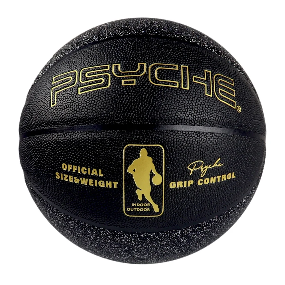 PSYCHE Custom Basketball with Your Logo Size 7 Pearly Black PU Indoor Outdoor for Training