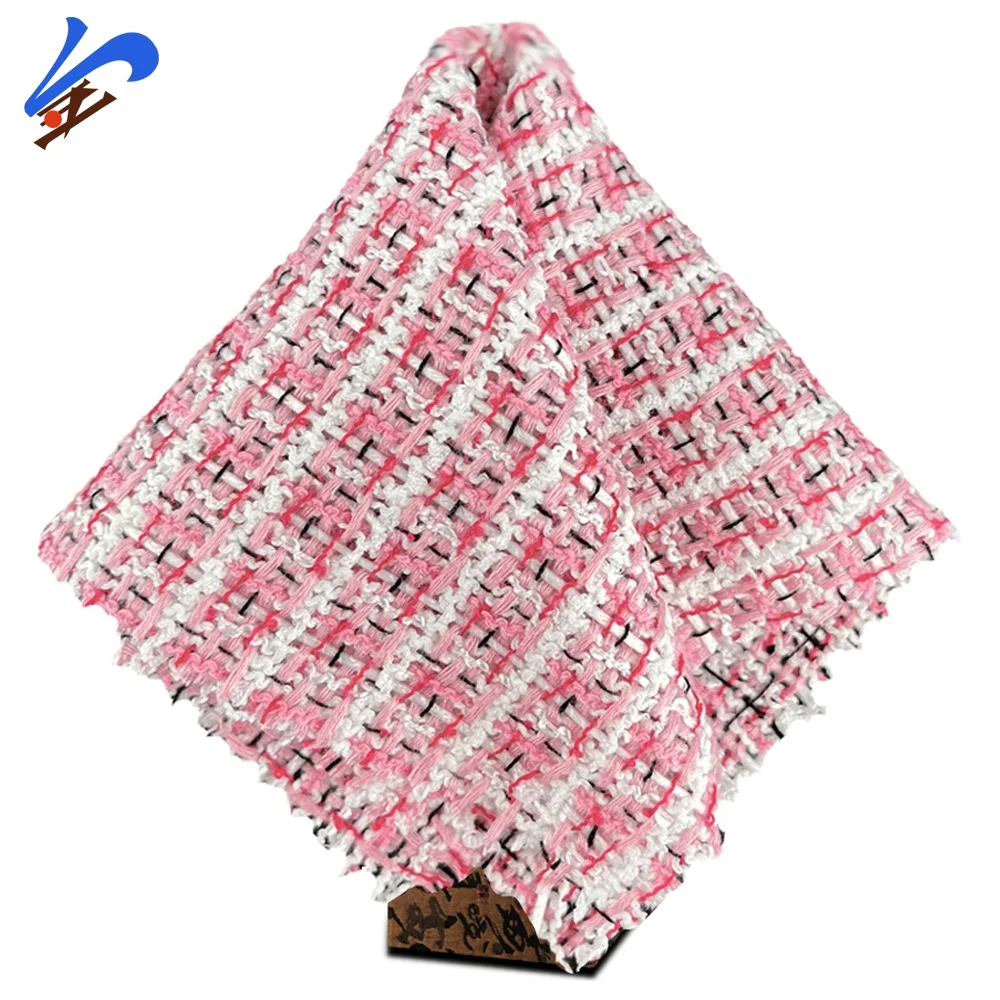 Jindian brand Channel Woven Houndstooth Color Women Clothing Fabric With Silver Thread
