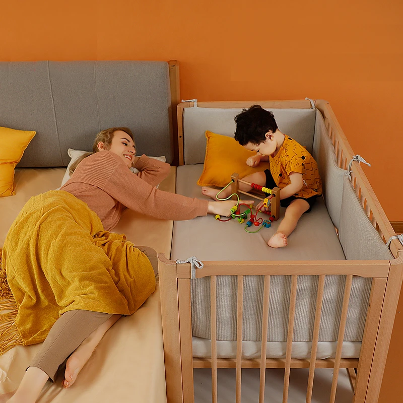 Vintage Solid Wood Co Sleeper Baby Girl Beds, Adjustable Wood Baby 0-3 Year Cots