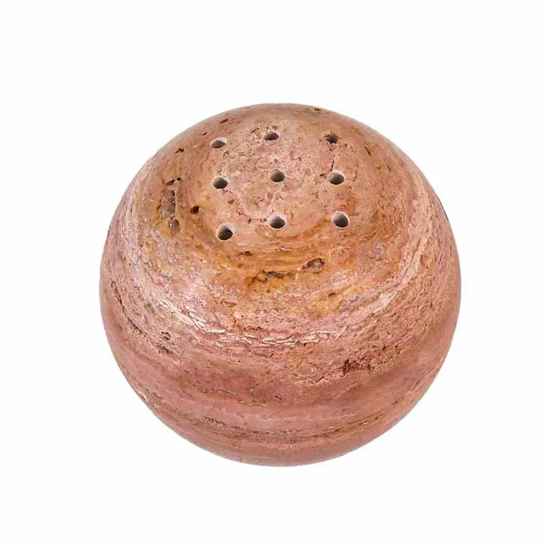 New Design Arabic Decoration Mubkhar Wood Burner Buddha Ramadan Arabian Round Ball Natural Red Travertine Incense Burner Holder