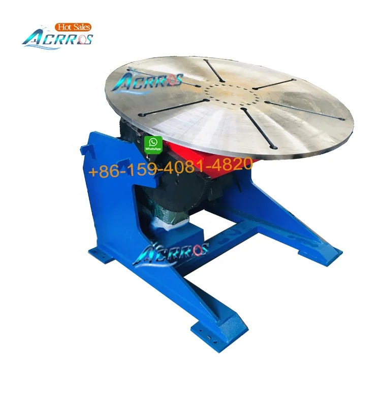 1Ton Automatic Tilting Rotary Table 0-120 Degree Welding Positioner with T-Slot Welding Turntable