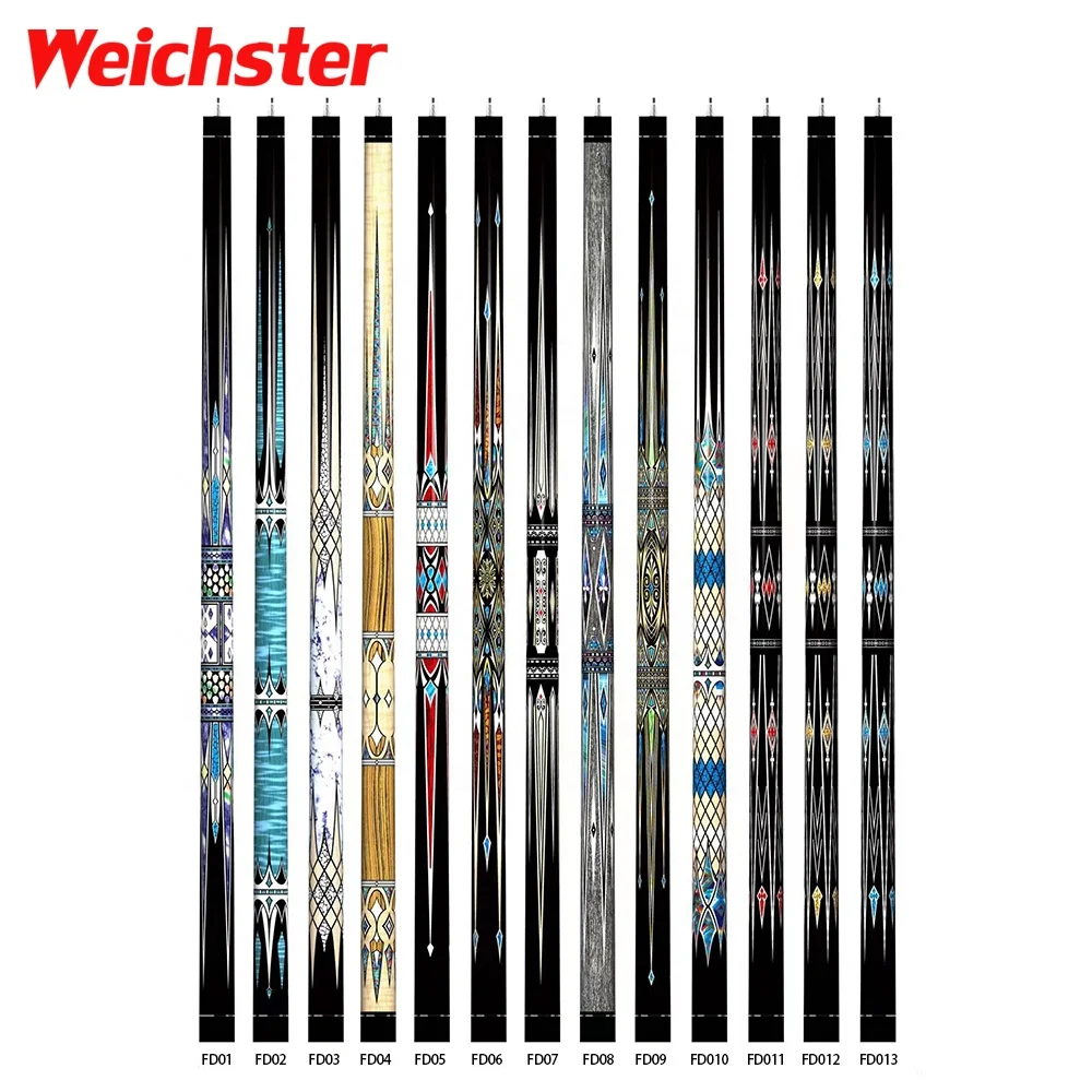 Weichster New Design of Mixture Model 57inch 13mm 1/2 Full Decal Butt Billiard Pool Cue Stick