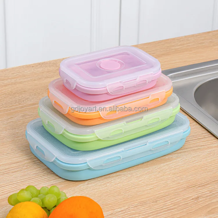 New Design Collapsible Silicone Crisper Microwave Oven Dishwasher Freezer Safe  Food Storage Containers With Lids
