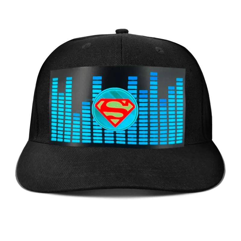 Sound Activated Led Flashing Caps EL Light Panel Cap Customized Design Baseball Led Hats