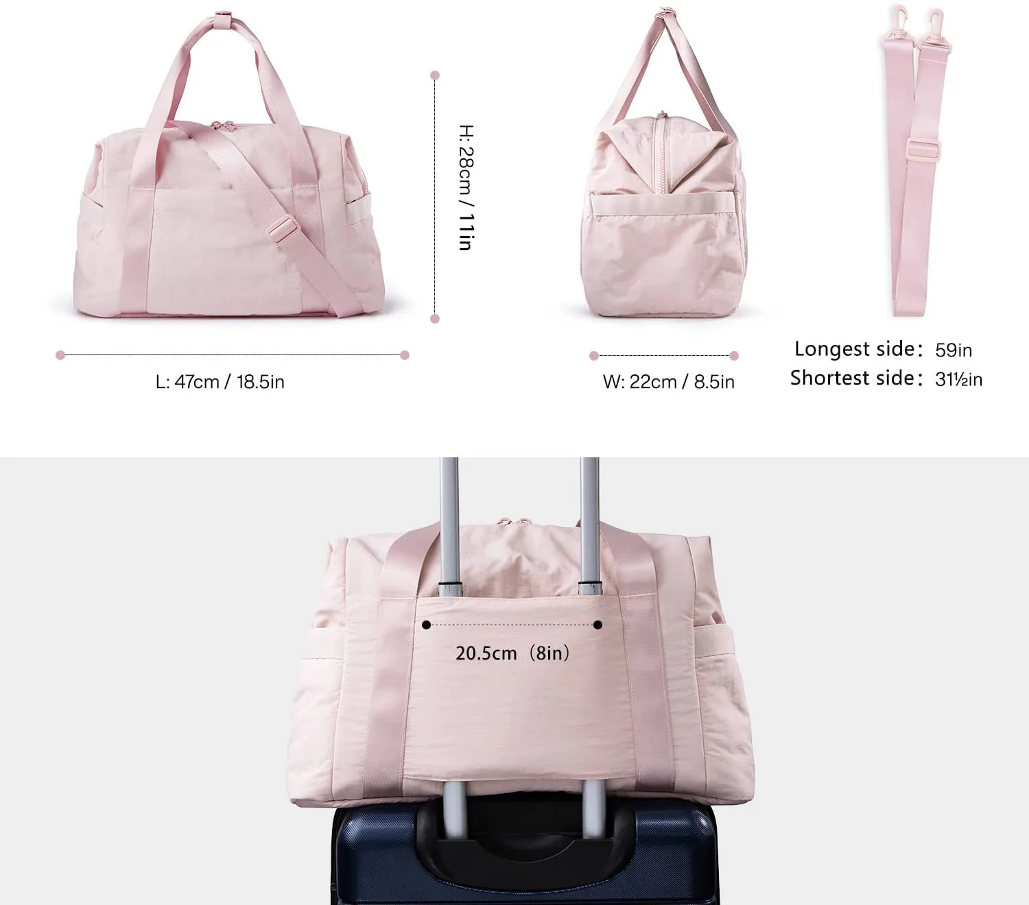 Waterproof Weekender Girls Duffel Bags Tote Custom Sublimation Logo Luggage Travel Pink Duffle Bag for Women