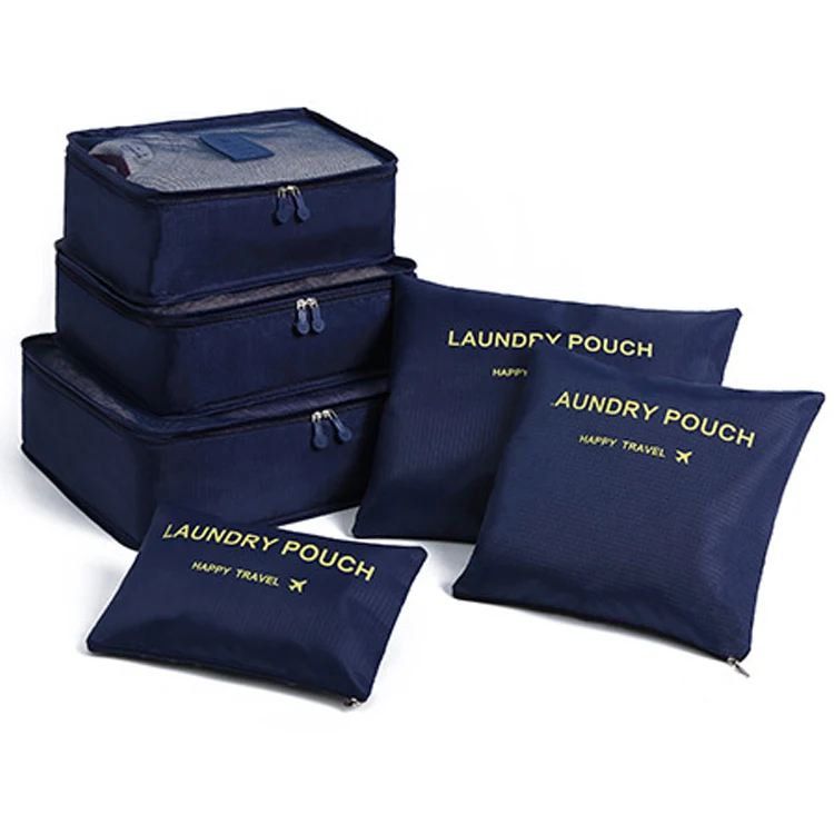High quality 6 sets luggage travel organizer packing cubes waterproof