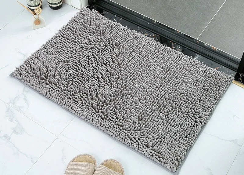 Non-Slip Chenille Bath Mat Absorbent Door Mat for Bathroom and Bedroom Non-Slip Floor Mat for Door Side