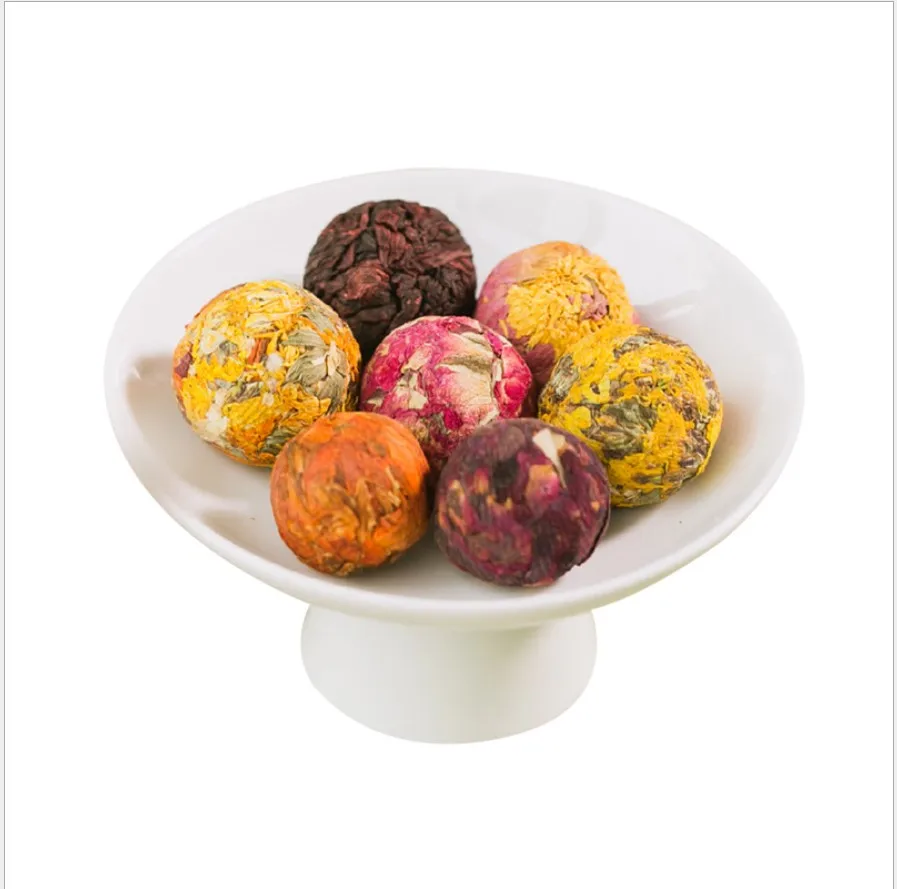 Yunnan organic special new style flower tea ball, traditional different flower dragon pearls flowering tea
