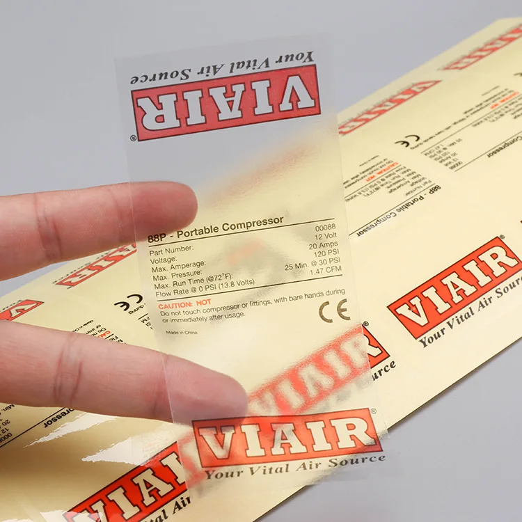 Custom Printing Logo Roll Transparent Labels Gold Foil Clear Self Adhesive Private Stickers Label