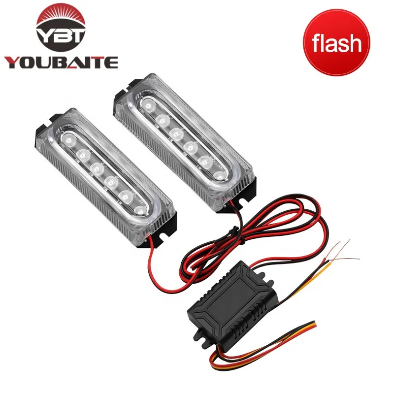 Car Truck Front Grille LED Strobe Warning Light Auto LED Flashing lights Bar Emergency Light Hazard Caution Lamp 12V