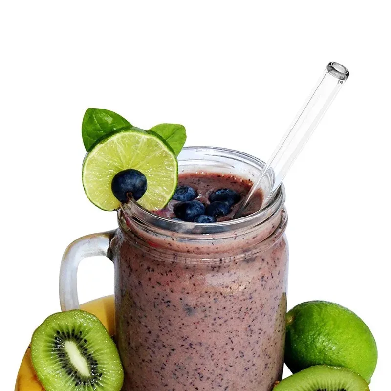 Eco-Friendly Reusable Glass Straw Drink Accessories 8mm 10mm 12mm Diameter High Quality with Brush for Bottle Use