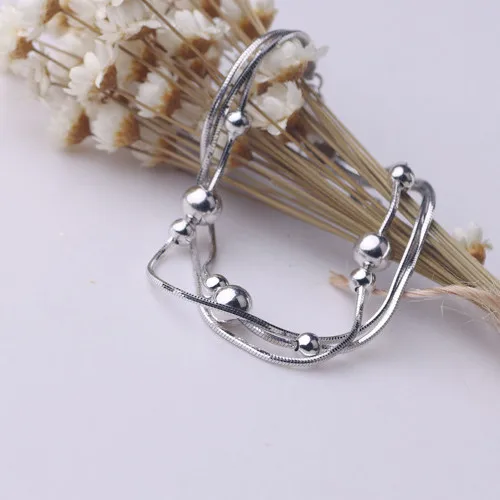 Multi Layer 925 Silver Bracelet Simple Light Luxurious Lucky Beads Charm Bracelet For Women Jewelry Decoration