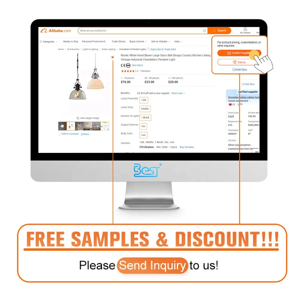 Nordic Modern Shipping Ceiling Led Glass Handmade Jute Light Dining Kitchen Island Pendant Light