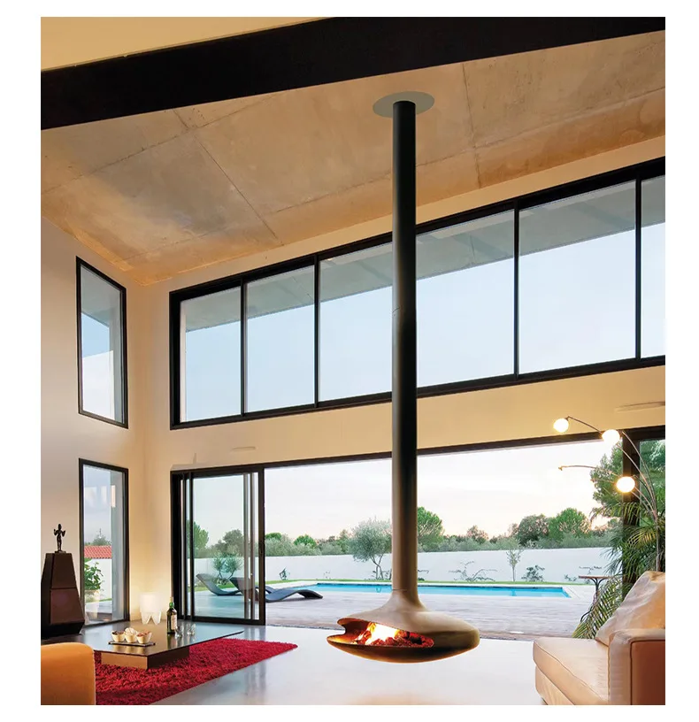 Indoor Hanging Heating Wood-burning Stove, Providing a Cozy Visual and Warming Experience for Colder Seasons Electric Lighting