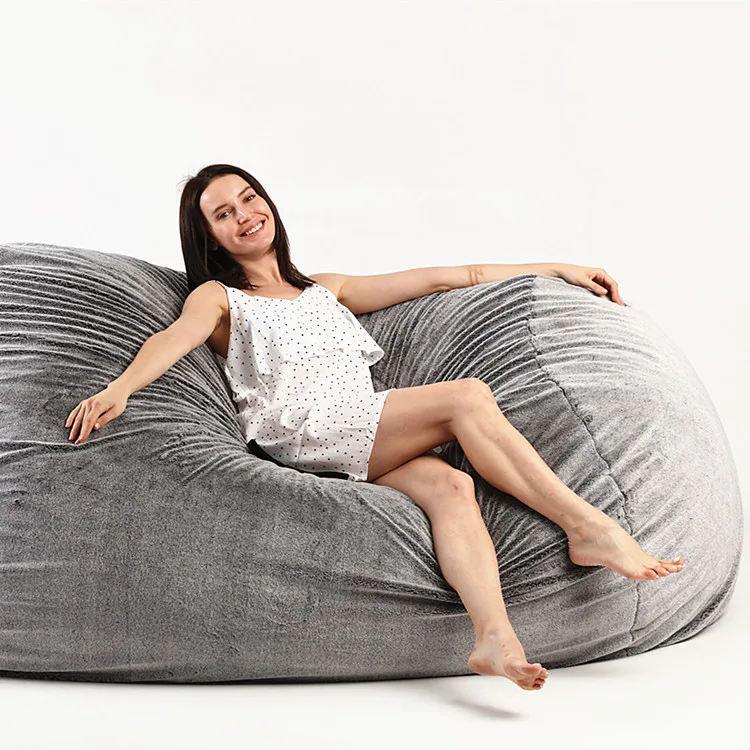 2023 hot selling living room indoor furniture giant 6 ft foam sac the most popular bean bag soft comfortable lazy sofa bed