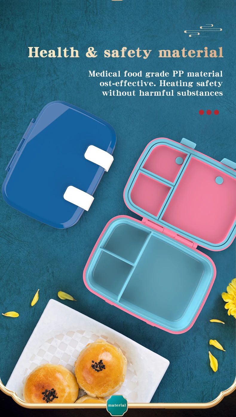 R Aohea Patented Wholesale 3 Compartment Leakproof Lunch for kids and Adult compartments bpa free  ODM  for teenager lunchbox