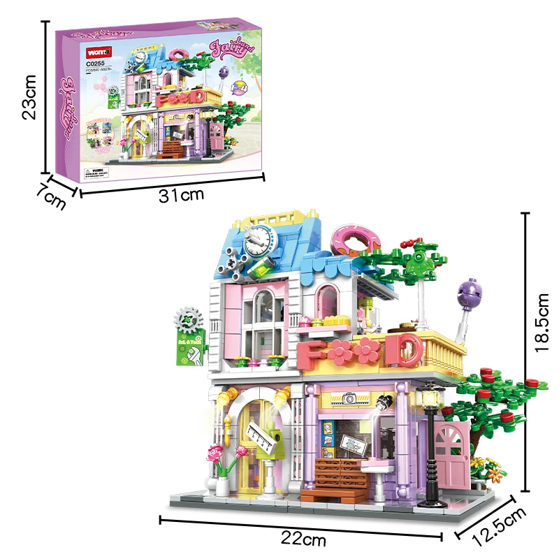 HW TOYS Wholesale Customize Student City House Building Blocks Brick Set Child Boy Girl Richly Villa Construction Toy 840pcs