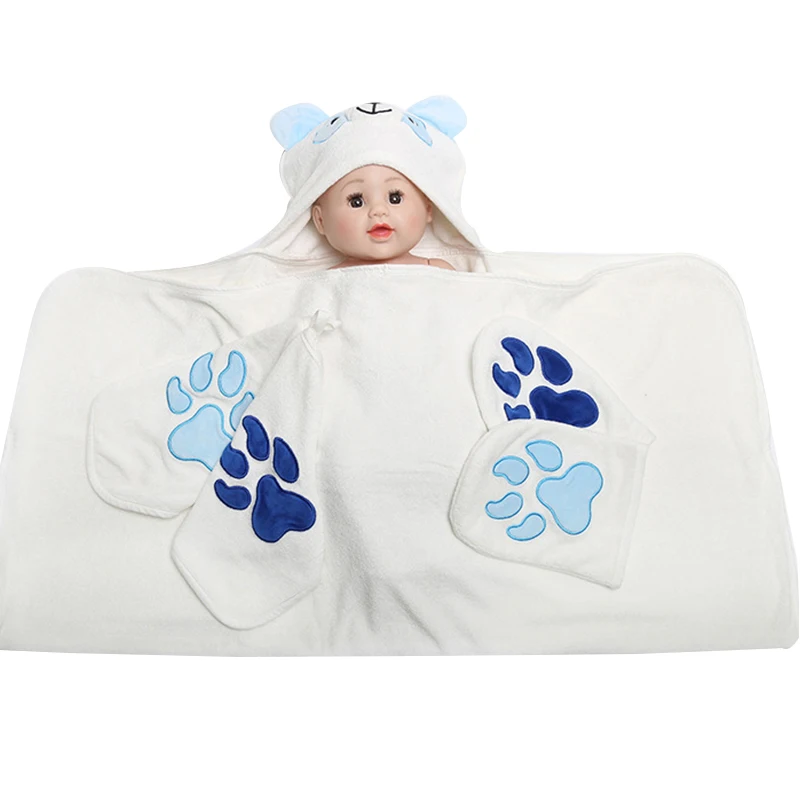 
Premium fold-able kids cute cartoon cotton animal face hooded towel children braided 