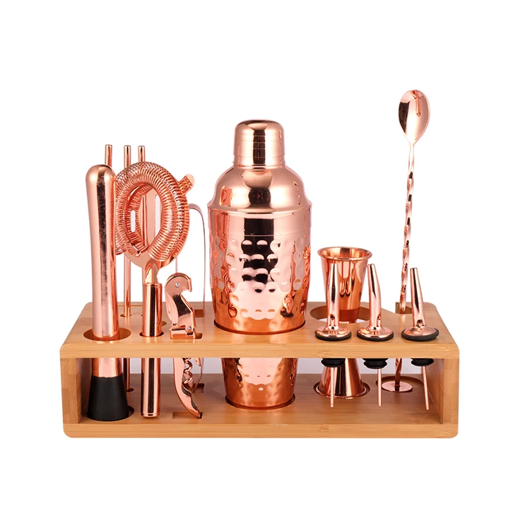 Luxury Bartender Kit Rose Golden Cocktail Shaker Set Gold With Muddler Pourers Strainer & Bar Mixing