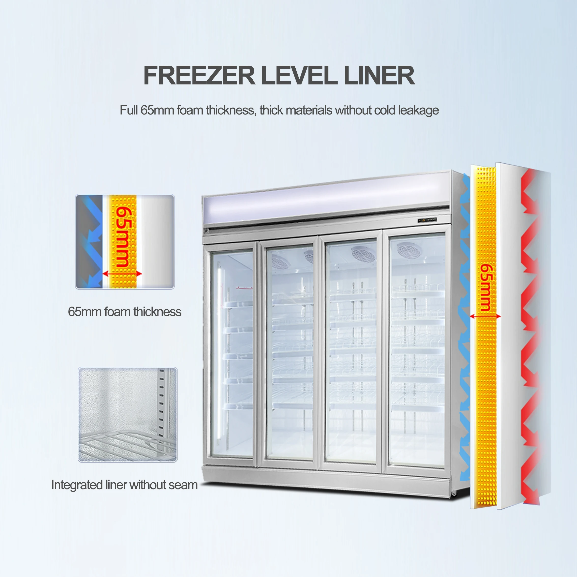 Commercial Freezers And Refrigerators with 4 Glass Door Upright Drink Chiller Beverage Cooler Display Cabinet