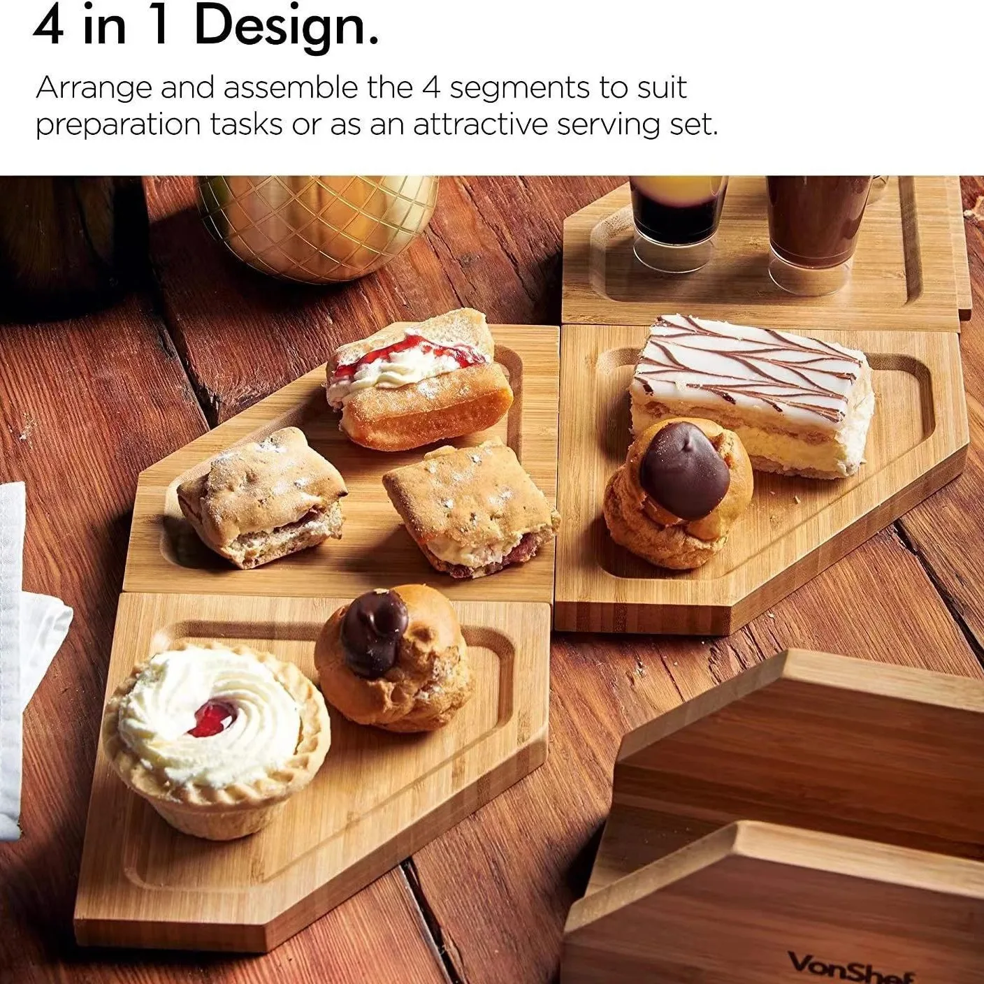 Bamboo Detachable Double Dish Tray Fruit Food Storage and Snack Bowl Server for Birthday Wood Wood Nuts Pistachio Tray