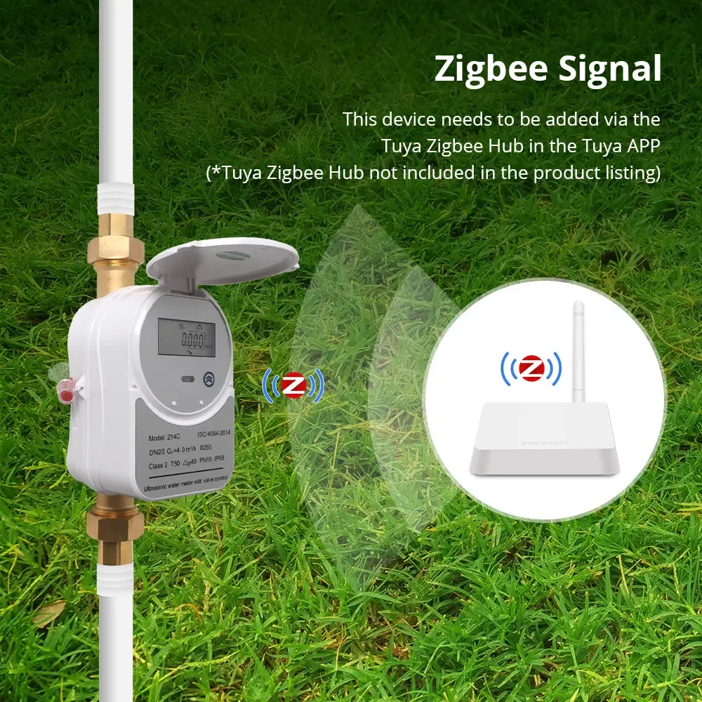 Ультразвуковой счетчик воды Tuya Zigbee с клапаном ЖК-дисплей измерение расхода IP68 приложение Smart Life