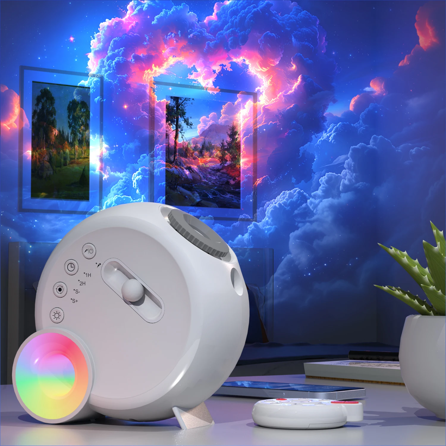 Switch Control BT Speaker Star Light Projector Starry Night Light Colorful 13 in 1 Planetarium Galaxy Projector with White Noise