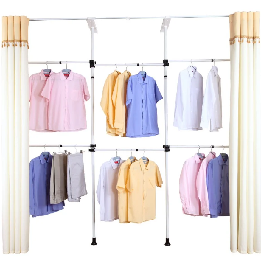 Small Custom Open Pipe Clothes Rack Adjustable Hanging Clothes Rack DIY Heavy Duty Portable Clothing Rack