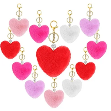 2022 hot sale  Puffball pom pom Keychain Colored Keyrings Charm for Girls bag accessories