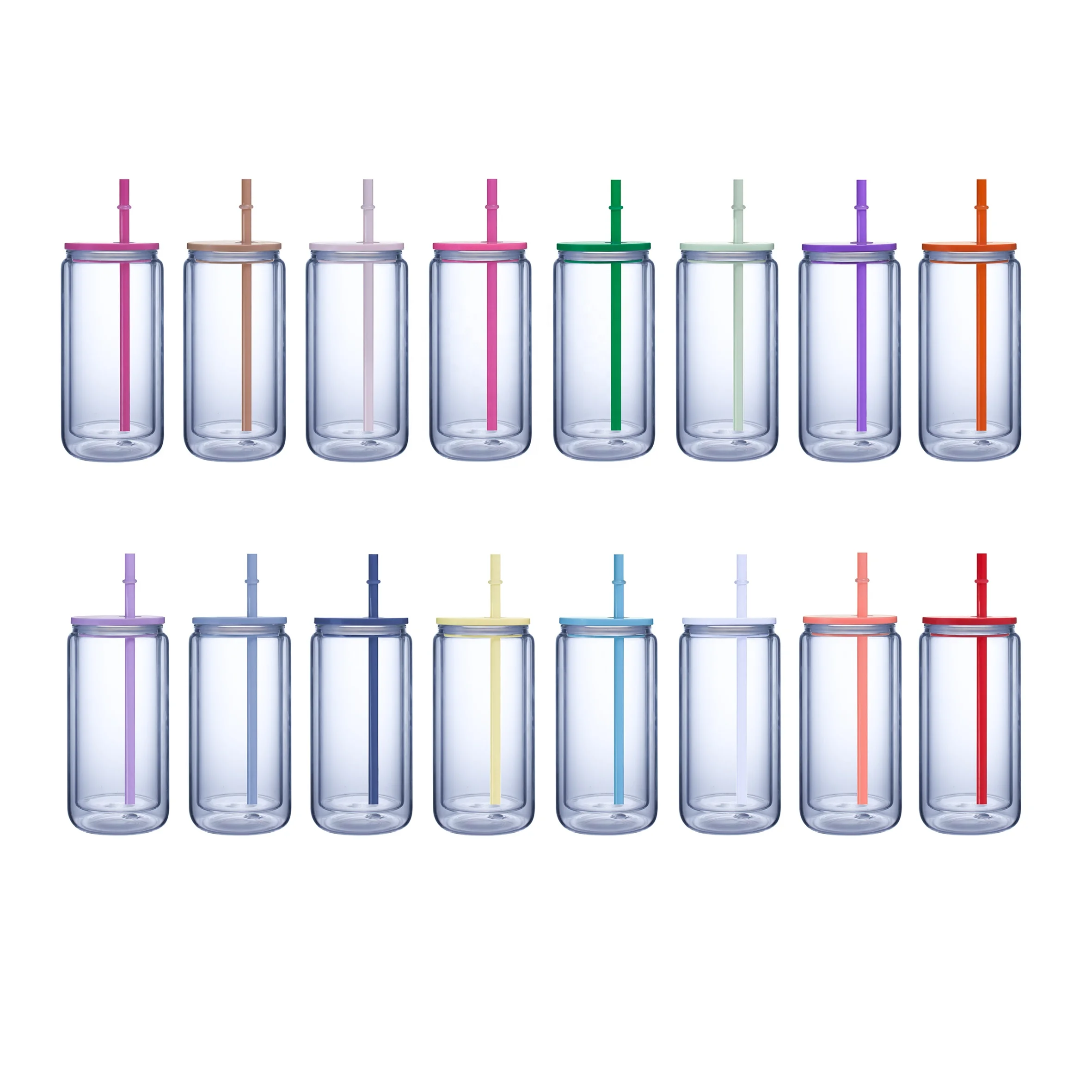 Hot Sale  double walled plastic can with Pre-Drilled plastic tumbler soda beer can with pre-drilled Snow Globe plastic can