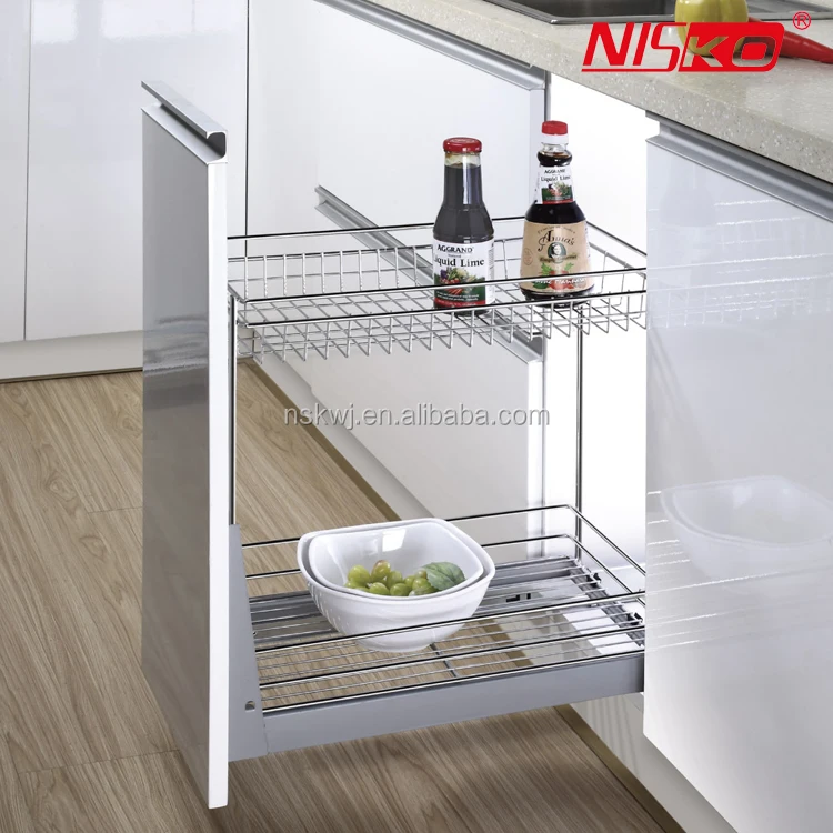 Выдвижная корзина Bluware для кухонного шкафа Нижнее крепление из проволоки нержавеющей стали