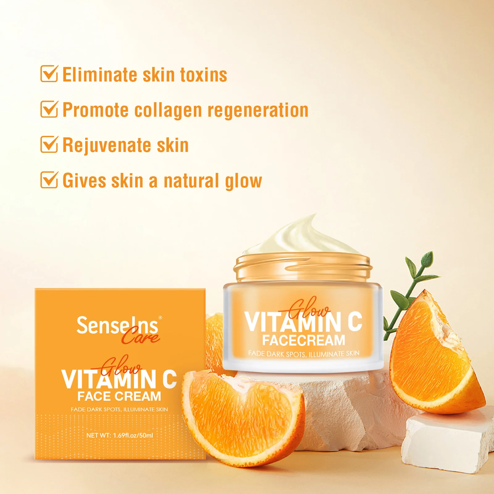 Wholesale Vitamin C face cream private label organic Moisturizing Dark Spot Remover Anti Aging Lightening Whitening face cream