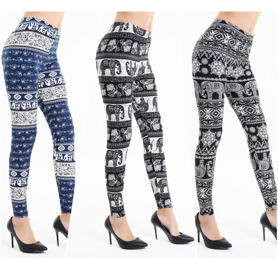 wholesale xl brushed leggings elephant design plus size milk tights women leggings