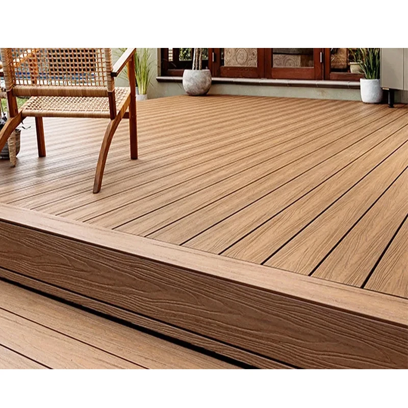 3D embossed woodgrain treated wood laminate wpc luxury decking tiles outdoor wood plastic composite flooring decking board price