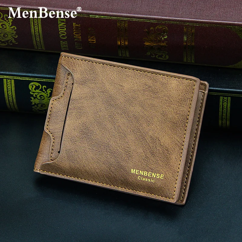 Chinese factory directly Menbense Ready To Ship Best Selling Short PU Leather Men Wallet Bi-Fold Wallets