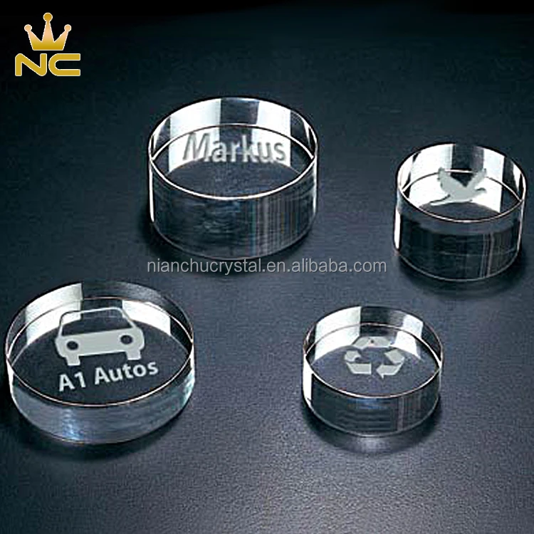 
Blank Cheap Round Cylinder K9 Optical Crystal Glass Paperweight With Customized Engraved Logo 