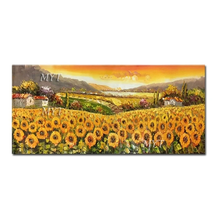 Современная Абстрактная Картина на холсте Настенная картина ручной работы нож Подсолнух масляная живопись Настенная картина