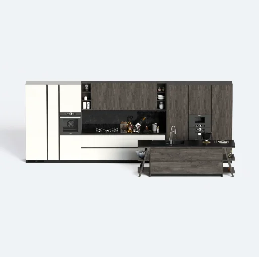 Modern Home Kitchen Furniture Solid Wood Cabinet with MDF Style Electrostatic Spraying Design Panel Material Kitchen Cupboard