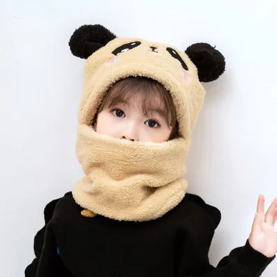Winter Children Hat Plus Fleece Kids Caps Cartoon Hat for Girls Boys Scarf Thicken Cap Newborn Photography Baby Stuff