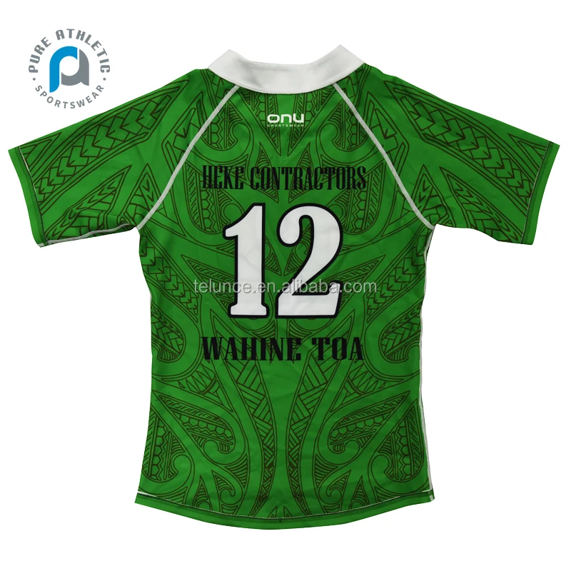 PURE Sublimation Printing Green Reversible  Wholesale Compression Polyester Custom Pro-fit Rugby League Jerseys Mens Youth